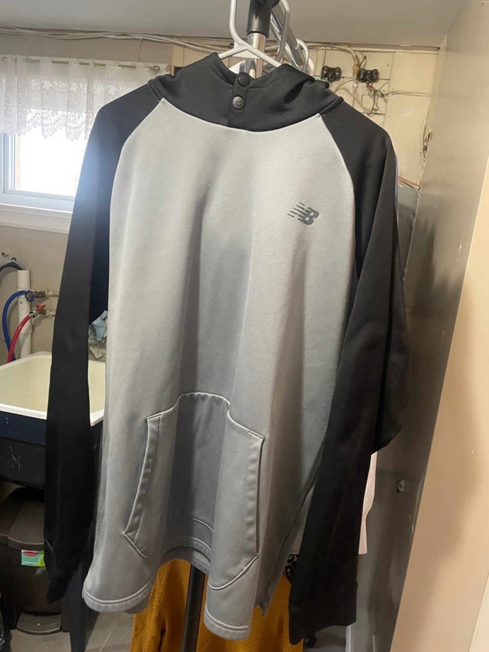 New Balance Light Gray and Black Raglan Pullover Hoodie